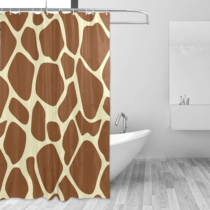 Amazon Com Goepuly Animal Giraffe Print Bathroom Curtain Fabric