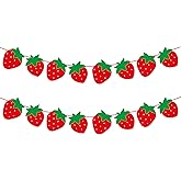 TSJ Strawberry Banner Garland Decor Berry Hanging Decorations Strawberry Themed Baby Shower Party Decorations