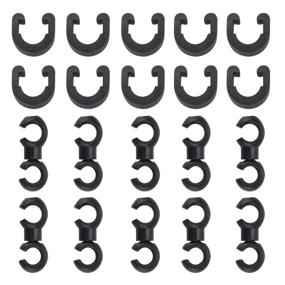 SNAGAROG Pack of 20 C/S Hook Clips Bicycle Buckle Bicycle Cable Clip Brake Cable Buckle Clips for Bicycle Brake Cable Shift Cable Rope Buckles (Black)