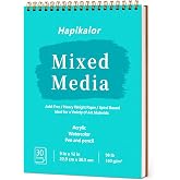 Mixed Media Sketchbook 9"x12" Multimedia Sketchbook, 30 Sheets Sketch Book | Top Spiral Bound Sketch Book, 98lb/160gsm Mixed 