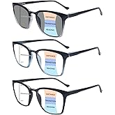 COJWIS 3 packs Progressive Multifocus Reading Glasses for Women Blue Light Blocking Reading Glasses Spring Hinge Readers