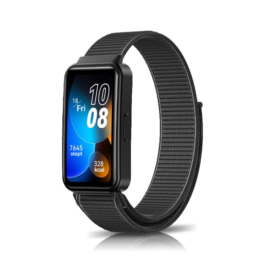Niboow Strap Compatible with Huawei Band 7, Men Women Children Nylon Soft Lightweight Breathable Watch Bands Compatible with Huawei Band 7 - Black