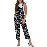Hon-Lally Black White Dinosaur Skeleton Print Women Jumpsuits Casual Loose Overalls Summer Suspender Romper Pants