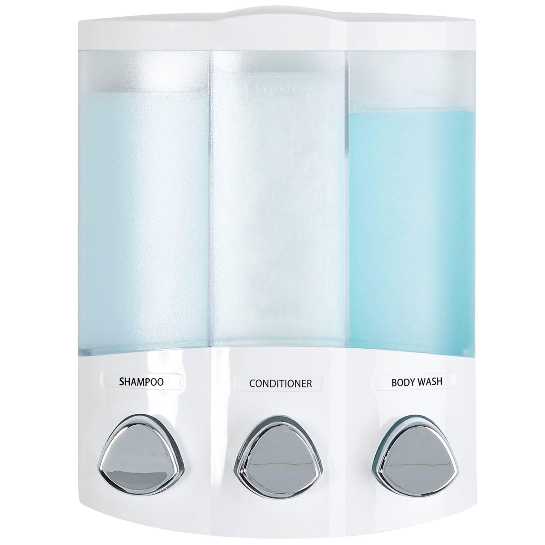 Better Living Products 76354 Euro Series TRIO 3-Chamber Soap and Shower Dispenser, White, ABS Plastic
