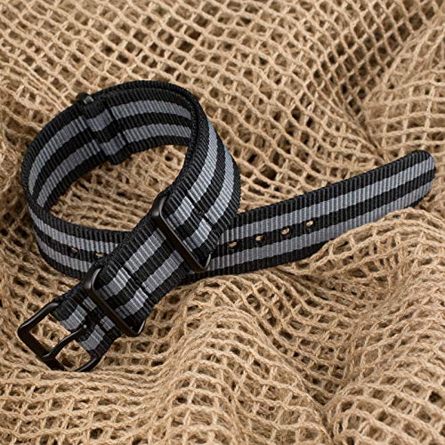 Infantry 20mm NATO Strap Watch Band Bands Zulu Straps for Men Black Gray