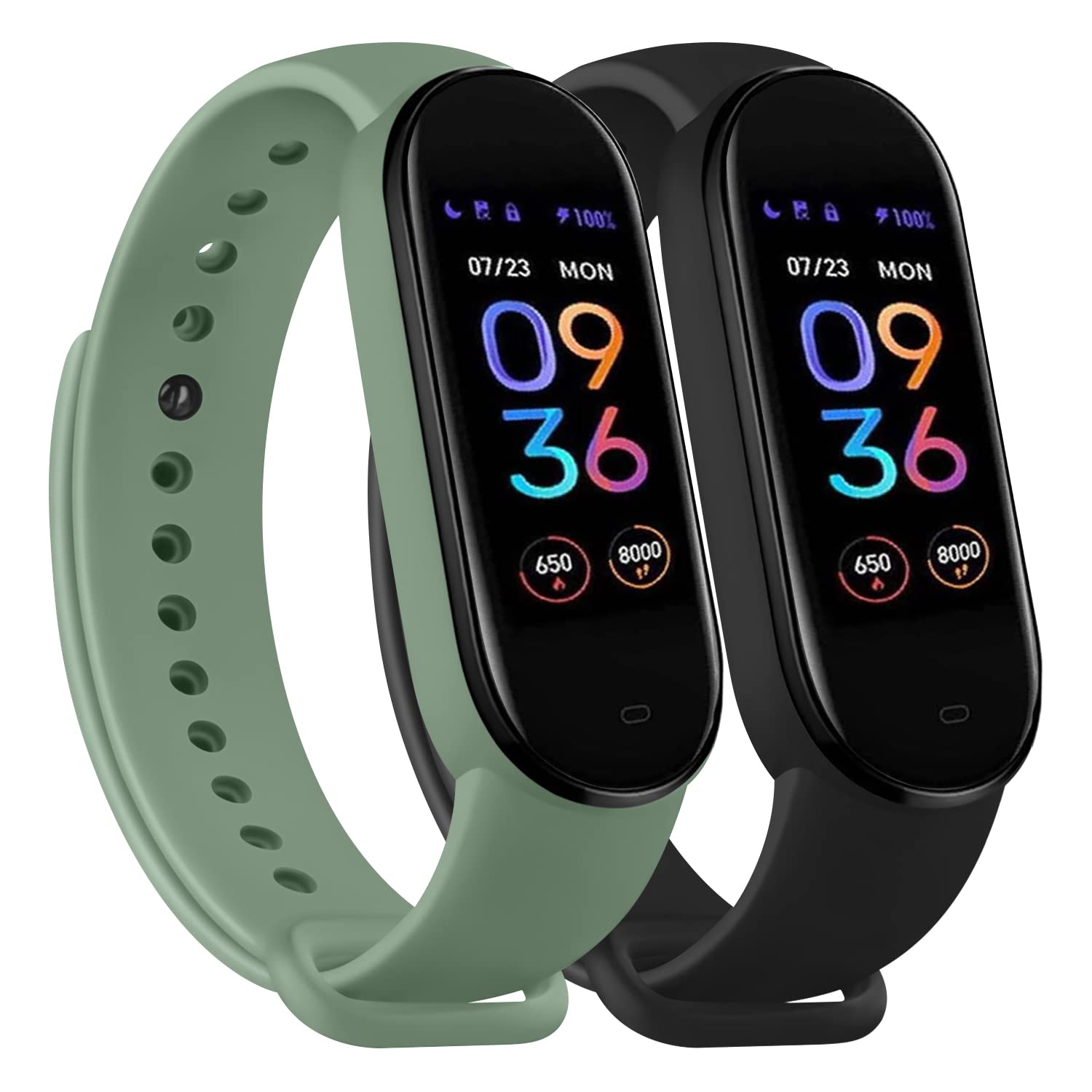 Photo 1 of Wanme Bands for Amazfit Band 5 Replacement Strap Women Men, 2 PACK Silicone Sport Strap Compatible with Amazfit Band 5 Wristband Watchband Accessories (Black+Avocado Green)