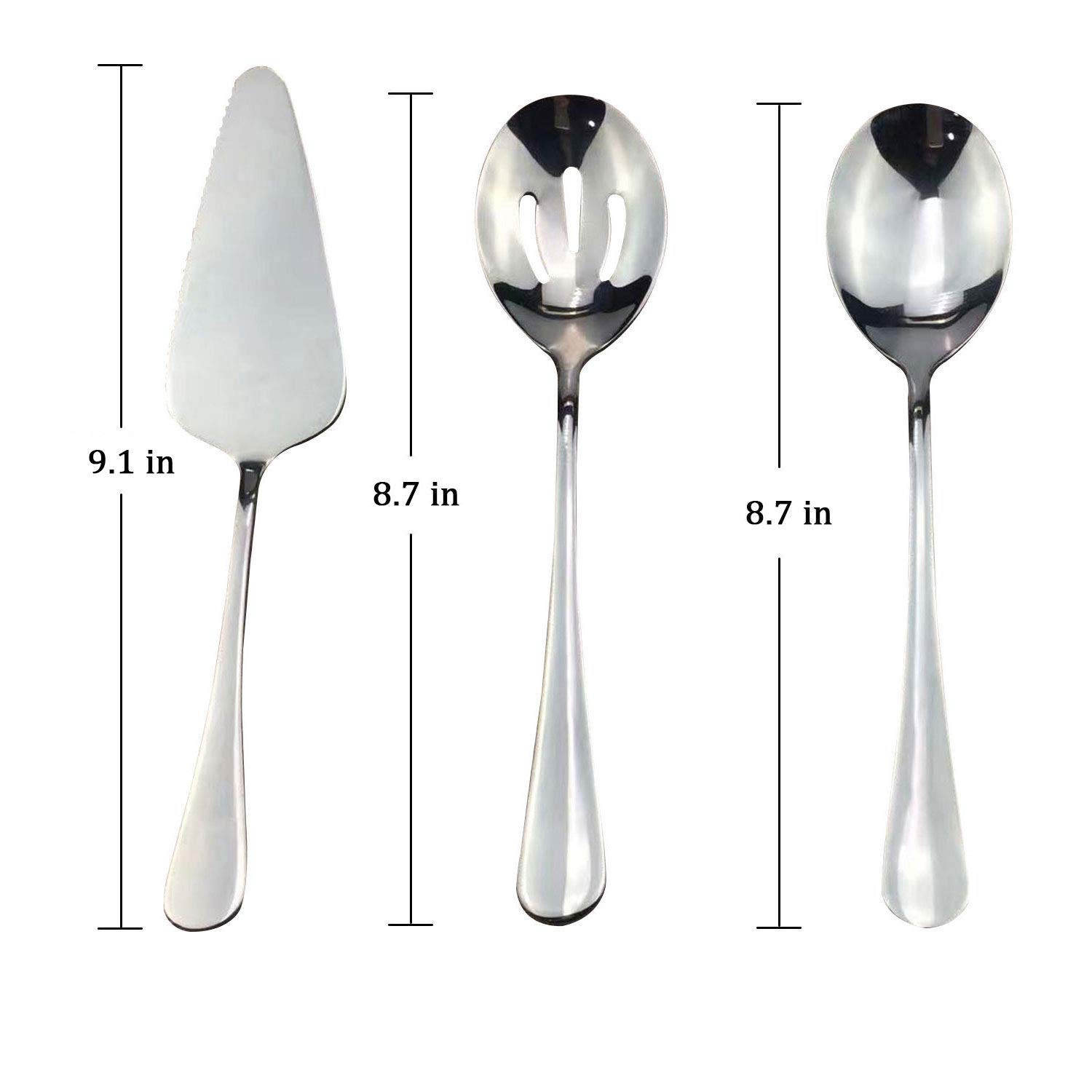 TaNaT Serving Set 5-Piece Stainless Steel Cutlery Flatware Mini Dessert Server for Home Kitchen,Restaurant and Cafes(Set of 5),Classic Style,Never Rust,with Round Edge