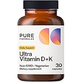 Vitamin D3 K2 Vitamin 5000 IU - VIT D3 K2 Supplement for Calcium Absorption, Bone Strength, Cardiovascular & Immune Function Support, Soy-Free, Non-GMO 30 Vegetarian Capsules