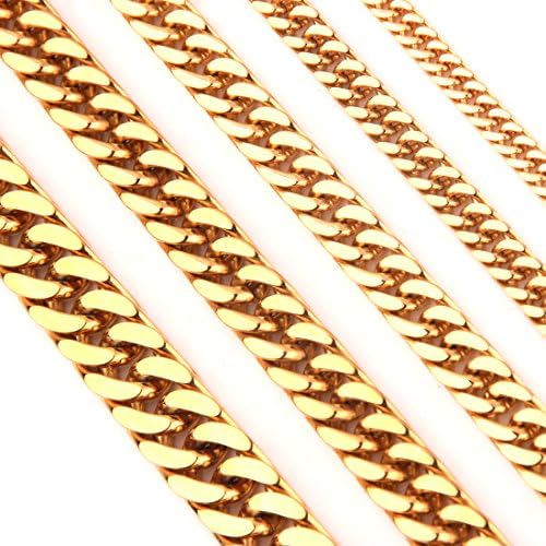 Jewelry Kingdom 1 8mm Yellow Gold Loveliness Men's Stainless Steel Cuban Curb Link Chain Necklace 16-40inch