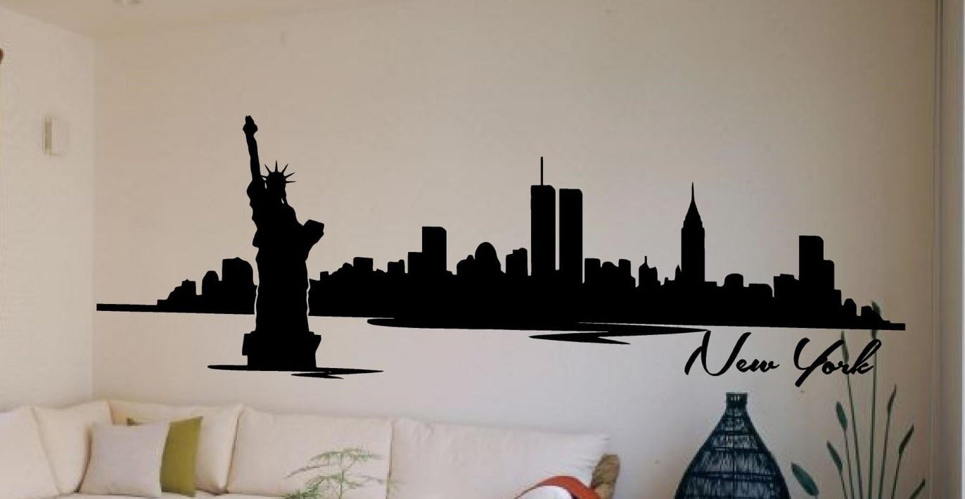 Nyc Skyline New York City Statue of Liberty Vinyl Mural Wall Decal Sticker Label Wall Nursery