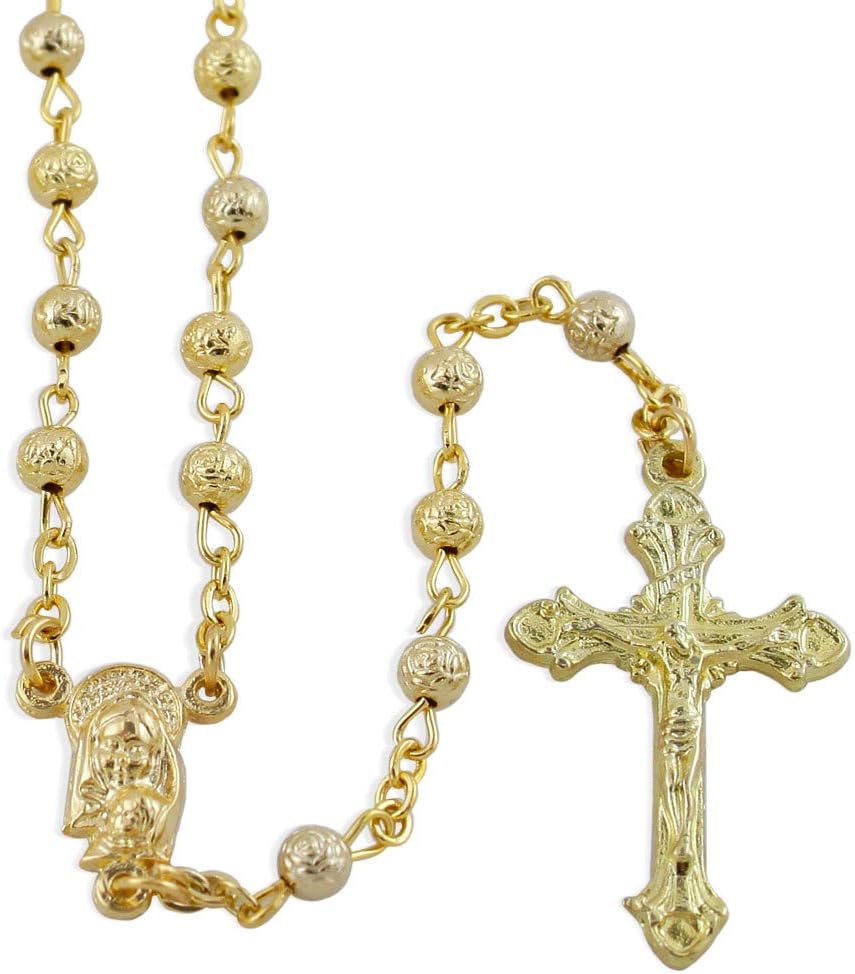 Gold Plated Rosebud Beads Rosary