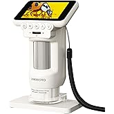 LM013 Microscope for Kids Adults, Pocket Mini Digital Microscope with 2.8" Screen, Anti-Shake Portable 120X Handheld USB Magnifier with 8 LED Lights, 1080P Video, Prepared Slides, PC View
