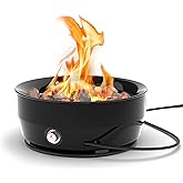 Large Outdoor Propane Gas Fire Pit 60,000 BTU/h, 24 inch with Lid - Modern Lake Country 800 Fire Bowl for Patio, Black