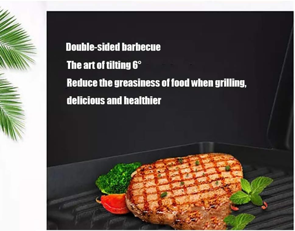 review LIN Portable Electric BBQ Can Be Opened 180 Degrees, Barbecue on Both Sides, Indoor Smokeless Barbecue Grill, Suitable for Indoor Garden