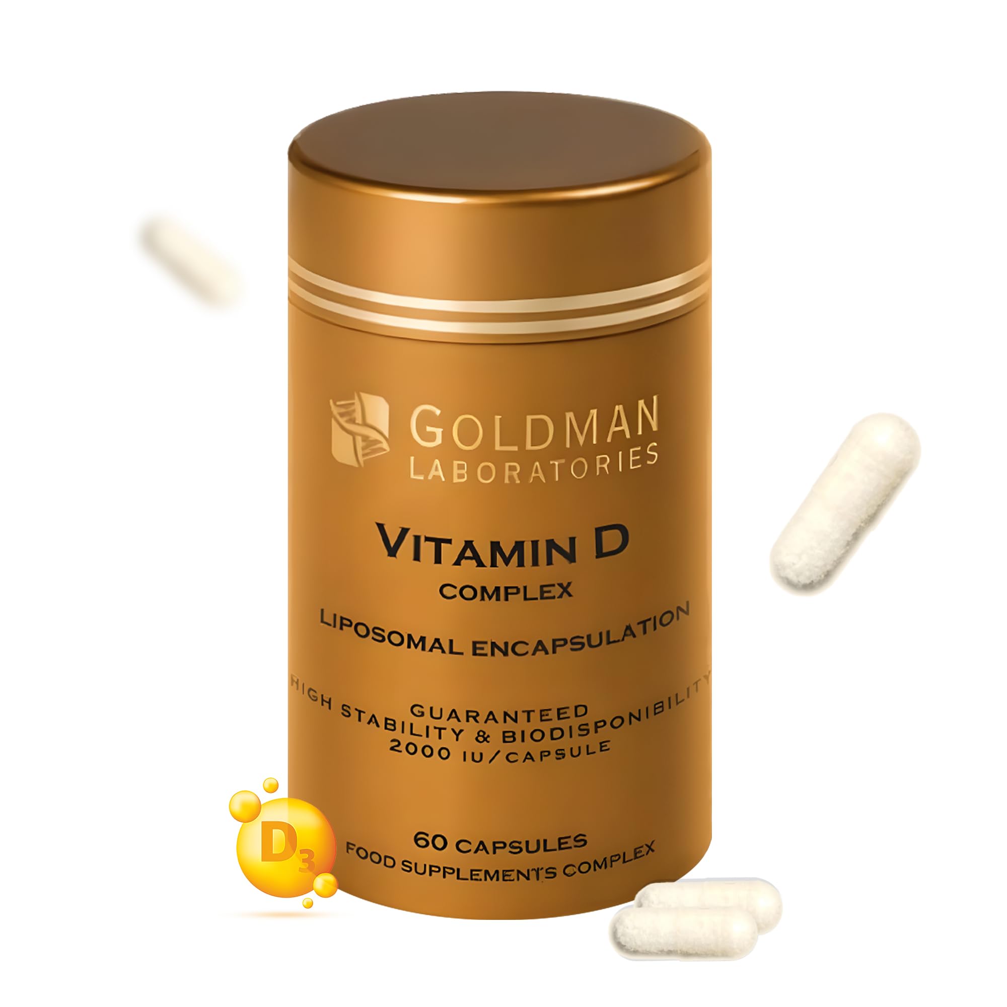 Vitamin D3 K2 Liposomal 2000 IU - 60 Vegan Capsules with Vitamin C & K2 MK7 for Immune, Bone & Mood Support - High Strength D3 and K2 Supplement for Maximum Absorption - Slow Release
