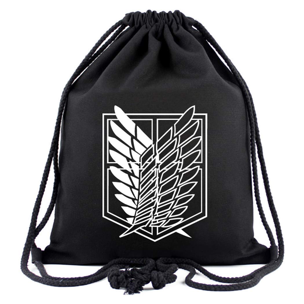 WANHONGYUE Attack on Titan Anime Canvas Drawstring Bag Gym Bag Backpack Cinch Bag, Attack On Titan-1, One Size, Attack On Titan-1, Taille unique