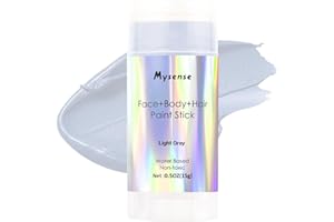 Mysense Light Gray Face Body Hair Paint Stick,Water Based Washable Temporary Hair Color,Non-toxic Cream Body Paint for Adults and Kids Halloween Cosplay Skull Zombie Goth Raven Makeup,0.5oz