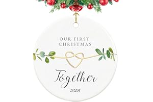 ZCAIGOO HOME First Christmas Together Ornament 2025, Our First Christmas Together Gifts,Gift for 1st Anniversary, 2.9" Ceramic Boyfriend Girlfriend Christmas Ornament 2025