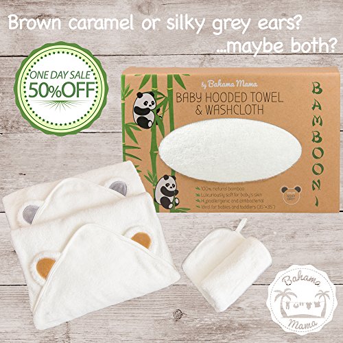 image for Bahama Mama Organic Bamboo Baby Bath Towels - Set with Washcloth - Pre