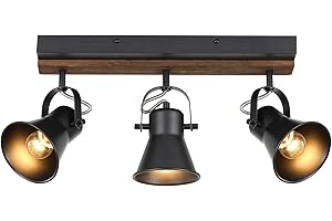 SEEBLEN 3-Light Kitchen Light Fixtures Ceiling/Wall Mount, Adjustable Ceiling Spotlight,Industrial Black Kitchen Track Lighti