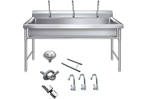 Heavy Duty Stainless Steel Utility Sink Freestanding Single Bowl Laundry Sink, Large Utility Kitchen Laundry Tub for Pet Clea