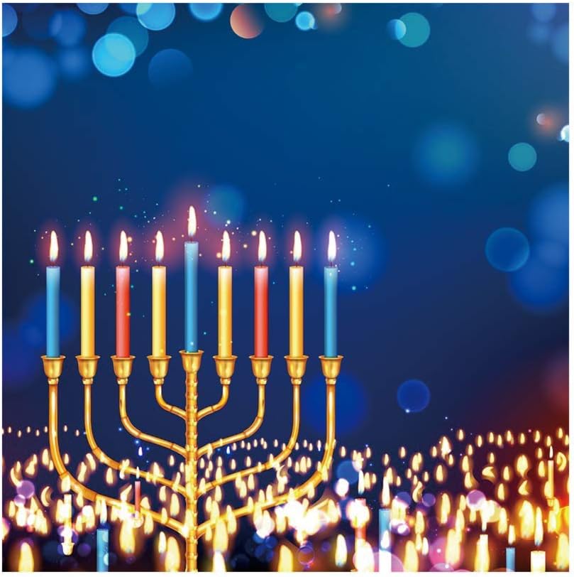 Hanukkah Backdrop 7x7ft Holy Candlesticks Polyester