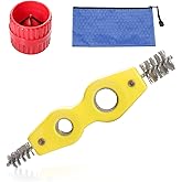 LEONTOOL Copper Pipe Cleaner and Reamer Value Set with Tool Pouch - 4 in 1 Copper Tubing Brush Cleans Inside and Outside, Wir
