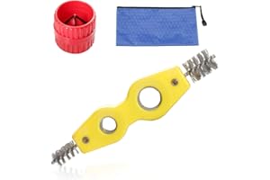LEONTOOL Copper Pipe Cleaner and Reamer Value Set with Tool Pouch - 4 in 1 Copper Tubing Brush Cleans Inside and Outside, Wir
