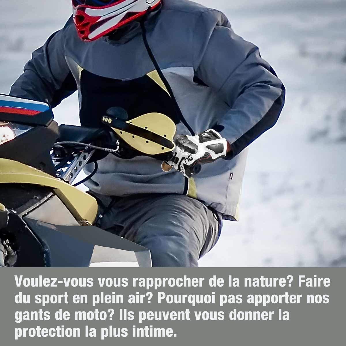 isYoung Gants Cyclisme Doigt Complet Gants Vélo de Bonne Elasticité et Forte Adsorption, Idéal pour Equitation, Randonnée, Escalade, Camping pour Motocross Course VTT (Blanc, L)