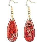 HAISWET Stone Drop Earrings for Women Earrings Teardrop Jasper Stone Dangle Earrings