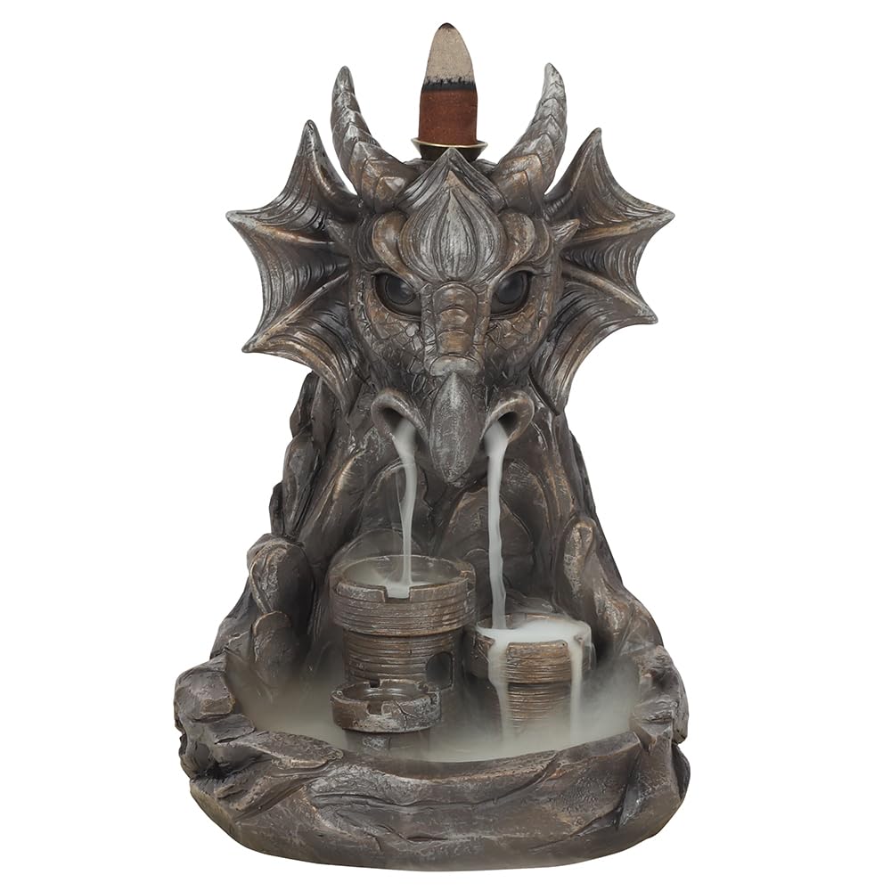 Grey Dragon Backflow Incense Burner - 17.5cm x 12.5cm (1 Pc.) - Unique & Eye-Catching Design - Enhance Relaxation & Meditation - Ideal for Artistic Home Decor