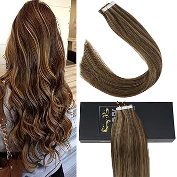 14 Brown With Strawberry Blonde Sunny 14 Tape In Remy Human