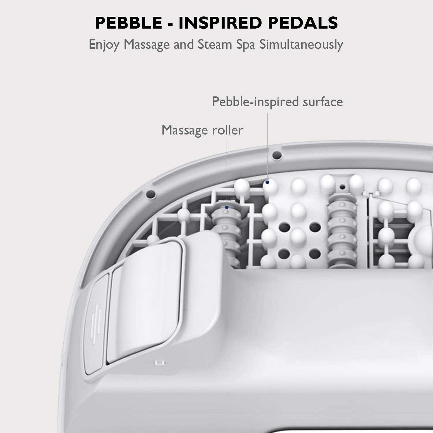 Steam Foot Bath/Spa Massager Foot Sauna Tub with 3 Heat Levels and 2 Adjustable Timers, No Water Pouring, 4 Pedicure Massage Rollers and Imitated Pebble Pedal Detachable, New Method for Stress Relief: Beauty