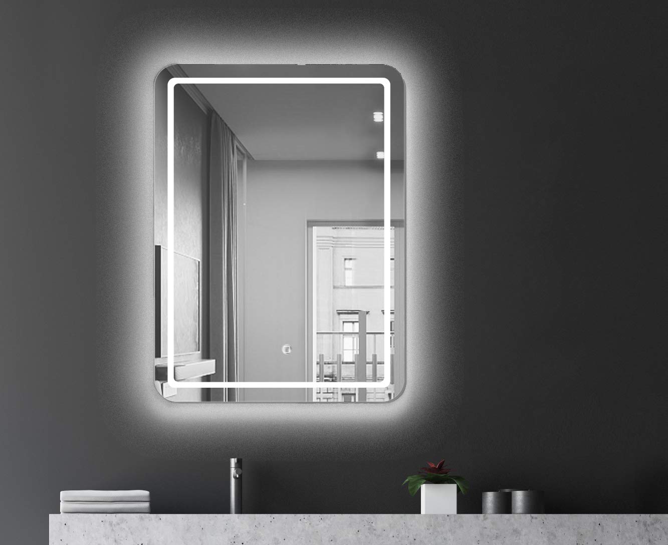 Talos bathroom mirror with lighting Cultura - bathroom mirror in 60 x 80 cm - bathroom mirror LED with surrounding ambient light