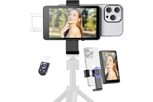 Yeaki 5” Vlog Selfie Monitor Screen with Magnetic Phone Clip Mount for iPhone/Android, Support 4K 30fps Wired/1080P Wireless Recording, Sync Phone Rear Camera for TikTok/YouTube/Vlog Video Recording