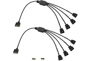 LANMINGLEL 4 Pin RGB Splitter Cable 12V 4Pin Female to SM 4Pin Male RGB Extension Power Cable PC RGB Wires for Computer Fan Motherboard LED Strip 2 Pack(M 1 to 4)