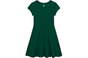 GNODIO Girls Dress Summer Skater T-Shirt Dress Cotton Toddler Casual Short Sleeve Solid Color Dress for Kids 2-12 Years