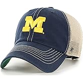 47 NCAA Trawler Primary Logo Team Color Mesh Trucker Clean Up Adjustable Hat, Adult One Size Fits All - Michigan Wolverines Navy
