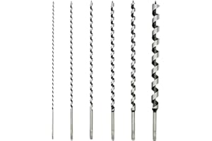 CHCYWJGJ Box 6PCS 18-inch Auger Wood Drill Bit Woodworking Drill .1/4,5/16,3/8,1/2,5/8,31/32 Auger bit Set,Ship Auger Long Drill Bit for Soft and Hard Wood, Plastic, Drywall and Composite Materials