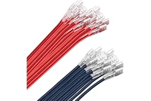 VONVOFF 30pcs 2.8mm Spade Crimp Terminal,20cm 16AWG Female Electrical Insulated Terminals,Spade Quick Connectors with Insulating Sleeve (30packs)