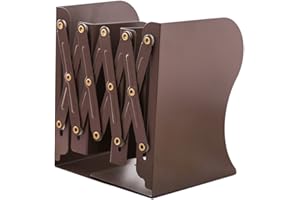 JIARI Book Ends, Brown Decorative Metal Iron Bookends Holder Stand Desk Nonskid Adjustable Bookend (Brown)