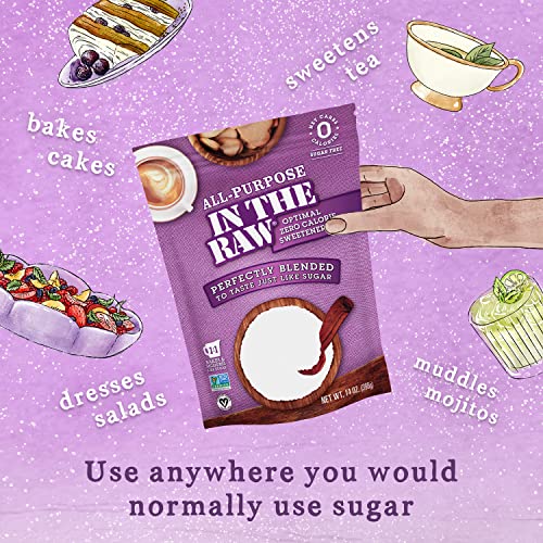 ALL-PURPOSE IN THE RAW ZERO CALORIE SWEETENER BLEND, 14 OZ. BAG, TASTES JUST LIKE REAL SUGAR, NATURAL SWEETENER MADE WITH MONK FRUIT, STEVIA, ALLULOSE AND ERYTHRITOL