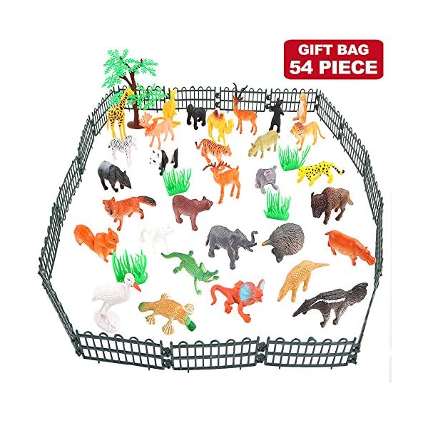 Animals Figure,54 Piece Mini Jungle Animals Toys Set,Zoo World Realistic Wild Vinyl Pastic Animal Learning Resource…