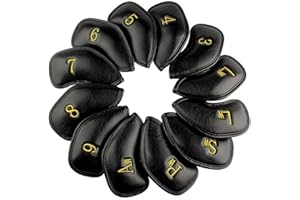 Craftsman Golf 12pcs Thick Synthetic Leather Golf Left Handed Iron Head Covers Set Headcover Fit All Brands Callaway, Ping, T