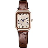 LOREO Vintage Watch for Women's Watches Small Rectangle Dial Soft Leather Strap, Classic Vintage Style Quartz Wristwatch