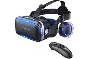 VR SHINECON Virtual Reality VR Headset 3D Glasses Headset Helmets VR Goggles for TV, Movies & Video Games Compatible iOS, Android &Support 4.7-6.53 inch with Remote Control