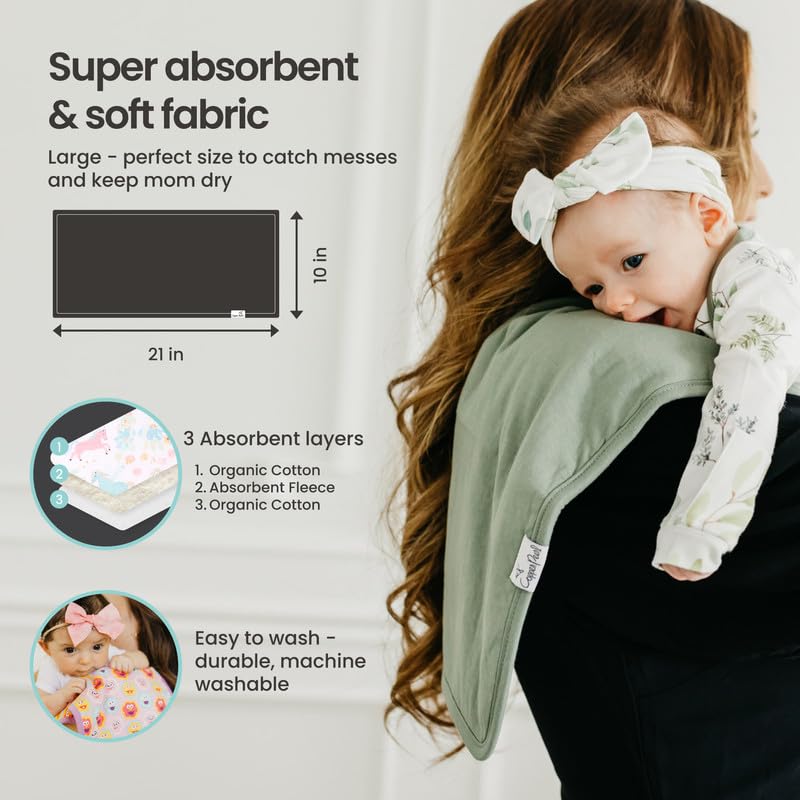 Copper Pearl Premium Baby Burp Cloths - 3-Pack Large Cotton Burp Cloths, Extra Soft Spit Up Rags with 3 Absorbent Layers, Perfect for Baby Boy and Baby Girl Gifts (21