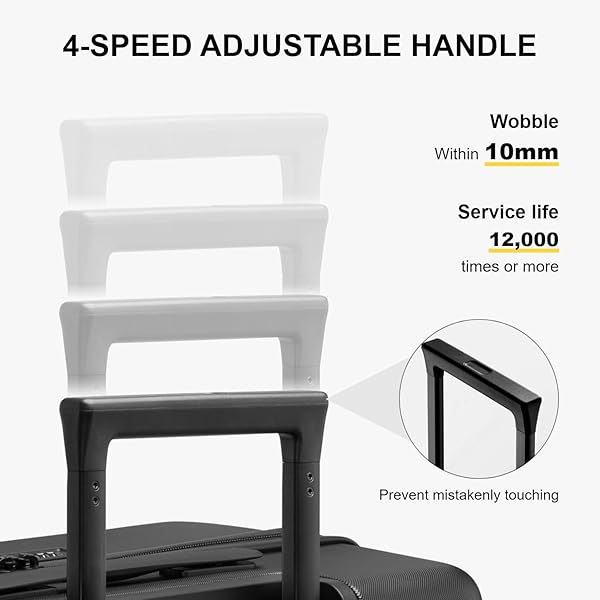 LEVEL8 HARD SHELL CARRY ON LUGGAGE AIRLINE APPROVED, CARRY-ON SUITCASES WITH WHEELS, LIGHTWEIGHT LUMINOUS TEXTURED HARDSIDE TRAVEL BAG WITH TSA LOCK, 20 INCH, BLACK