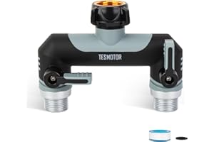 Tesmotor 2-Way Tap Splitter, 3/4 Inch 2 Way Hose Tap Splitter with 2 Individual Valves for Garden Kitchen Faucet