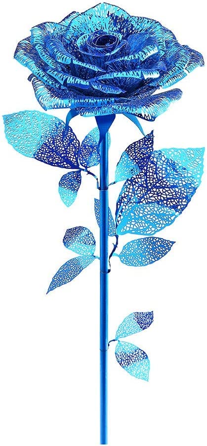 Piececool 3D Puzzle Metal Rose, Flower Craft Model Kits for Adults to Build, 3D Puzzles Adult Teens for 304 Stainless Steel, Ideal as Gifts, Home Decoration, Collection, 15 Pieces (Blue)